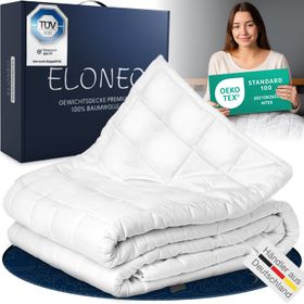 ELONEO Gewichtsdecke 7kg, 7x7 Netz-Taschen-Struktur, hypoallergen & schadstoffgeprüft