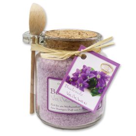 Badesalz Veilchen Glas mit Holzlöffel