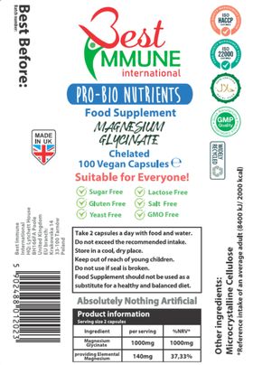 Best Immune Natürliches Magnesiumglycinat 500mg Eco-pack