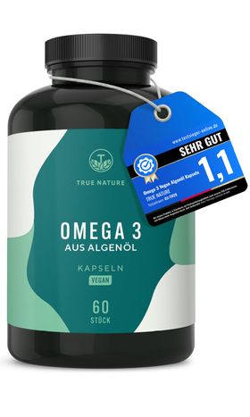 Omega 3 Testsieger Vegan - 1400mg Algenöl Kapseln - Premium Rohstoff life's® OMEGA - TRUE NATURE®