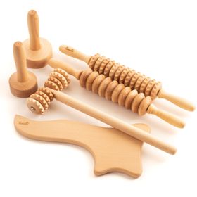 tuuli Maderotherapie Holz Set Massagegerät Swedische Tasse Massageroller Cellulite Lymphdrainage