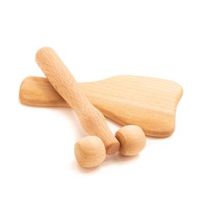 tuuli Holz Körper Massage Set Gua Sha Derma Roller für Gesicht Hals Schultern Arm Hand