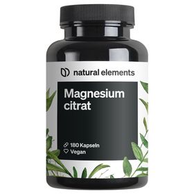 natural elements Magnesiumcitrat – 360mg elementares Magnesium pro Tagesdosis – 180 Kapseln