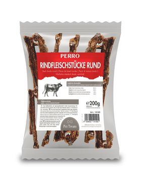 PERRO Rindfleischstücke rund - mitteharter Kauartikel für Hunde