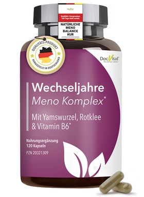 Meno Komplex Wechseljahre Kapseln - Yamswurzel & Rotklee für die Menopause - DocVital®