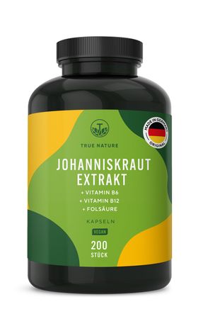 TRUE NATURE® Johanniskraut Extrakt Kapseln mit Vitamin B6, B12 & Folsäure