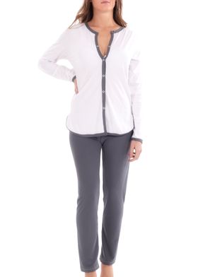 MYSANITY® Stillpyjama, Oberteil Serafino, Langarm aus Bambus, Weiß