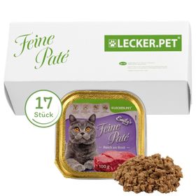 17 x 100 g Lecker.Pet® Emily's Feine Paté Reich an Rind Katzenfutter Nassfutter Vollnahrung