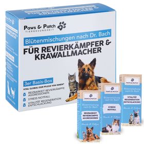 PAWS&PATCH Blütenmischung nach Dr. Bach 3er Basis-Box für REVIERKÄMPFER & KRAWALLMACHER