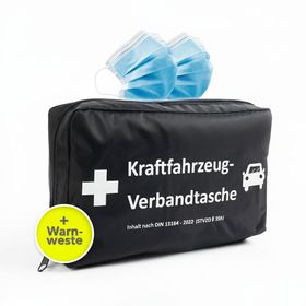 KARAT KFZ-Verbandtasche - Erste Hilfe Set - DIN 13164:2022 mit zwei Masken und Warnweste