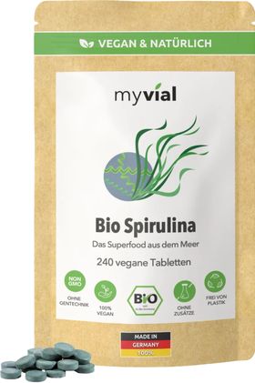 myvial® Bio Spirulina Tabletten - vegan & naturrein - Presslinge ohne Zusätze