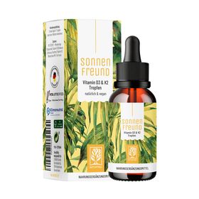 SONNENFREUND Small: Vitamin D3 + K2 Komplex - Tropfen aus 1.000 I.E. - Probiergröße 10 ml NATURTREU®