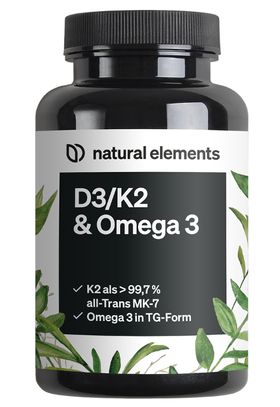 natural elements Vitamin D3/K2 + Omega 3 – Premium K2VITAL® 99,7+% All-Trans, Omega 3 Triglycerid