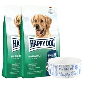 Happy Dog fit & vital Maxi Adult + Happy Dog Futternapf für normalaktive Hunde