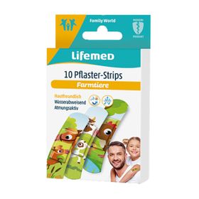 10 "Lifemed" Pflaster-Strips 6,0 cm x 1,7 cm "Farmtiere"