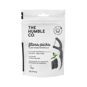 The Humble Co. Zahnsticks Flosspicks Minze mit Aktivkohle