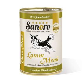 Sanoro - Menü Classic vom Lamm mit 50 % Fleischanteil, Haferflocken* und Karotte*