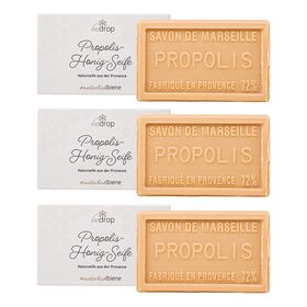 bedrop Vorteilsset: Propolis-Honig-Seife natürliche Handseife / Körperseife im 3er Set