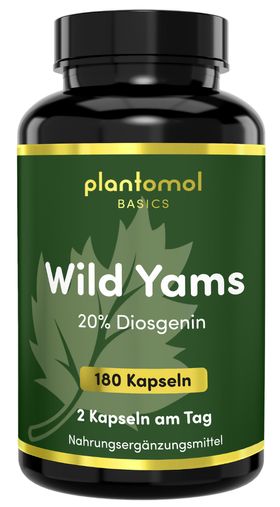 plantomol® Basics - Wild Yams Kapseln - 880mg Yamswurzel hochdosiert pro Tagsedosis - rein & vegan