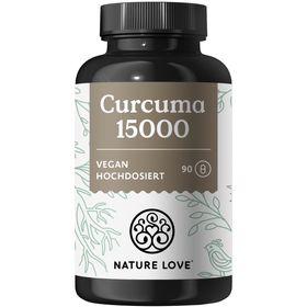 NATURE LOVE® Curcuma 15000 - Kurkuma Kapseln - 9 Monate Reichweite - hochdosiert 95% Curcumin/Kapsel
