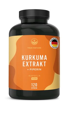 Kurkuma Kapseln - 350mg Kurkuma Extrakt (332mg Curcuminoide) - 4 Monate Vorrat - TRUE NATURE®