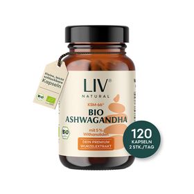 LIV Bio Ashwagandha 120 Kapseln KSM-66® ohne Füllstoffe