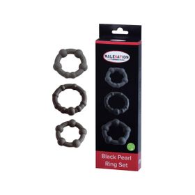 MALESATION Black Pearl Ring Set