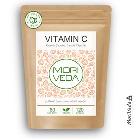 Moriveda Vitamin C Kapseln – gepuffert, sekundäre Pflanzenstoffe, Antioxidans, vegan