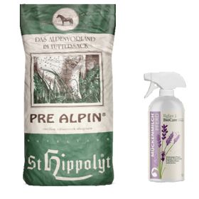St. Hippolyt PreAlpin Wiesencobs + Relax Biocare Mückenmilch für Pferde