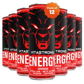 Vitastrong Energy Orange [12x Box] - 330 ml, Konstante Energie Ohne Zucker für Geist und Körper