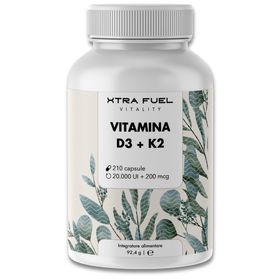 XTRA FUEL Vitamin D3 + K2 Kapseln - hochdosierte 20.000 I.E. + 200mcg MK-7