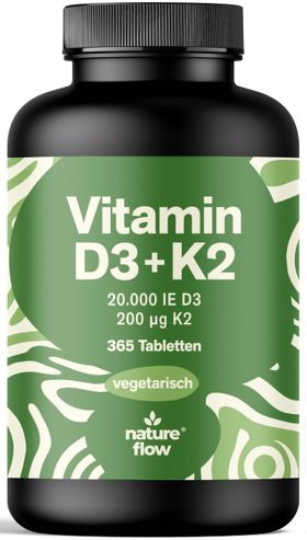 Nature Flow Vitamin D3 K2 Tabletten 20000 IE