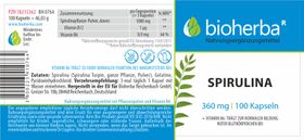 Spirulina 360 mg 100 Kapseln PZN 18215362