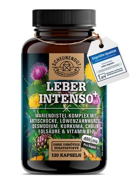 Scheunengut® LEBER INTENSO+ | Extra starker Leber Komplex mit Cholin | für Stoffwechsel & Leber 🌿