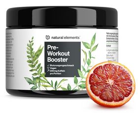 natural elements Pre-Workout Booster Koffein – 1600mg Beta Alanin – Blutorange – Theanin & EGCG