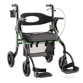 Helavo 2 in 1 Rollator und Rollstuhl faltbar Hybrid Gehhilfe mit All Terrain Reifen