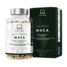 Aavalabs Maca Komplex – 5700 mg Schwarz & Gelb Maca mit Ginseng, L-Arginin, B6 & Piperin