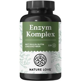 NATURE LOVE® Enzym Komplex - 120 Stk - Lipase & α-Amylase | - Bromelain, Rutin, Cellulase & Inulin