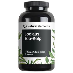 natural elements Jod aus Bio-Kelp – 365 Kapseln – 150µg Jod aus Braunalgen – für die Schilddrüse