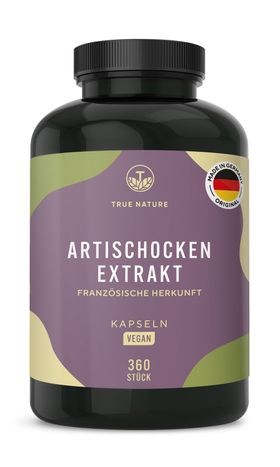 TRUE NATURE® Artischocken Extrakt Kapseln mit 2,5% Cynarin - Vegan & Made in Germany