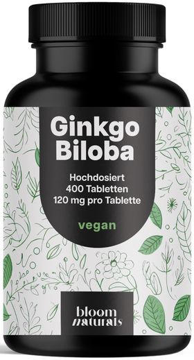 Ginkgo Biloba Hochdosiert - 400 Tabletten - Langzeitvorrat - Bloom Naturals