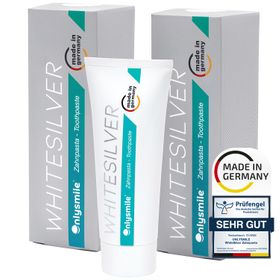 Onlysmile® WhiteSilver Zahnpasta 2er-Pack – Antibakterielle Premium-Zahnpasta mit Mikrosilber