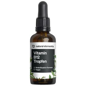 natural elements Vitamin B12 Tropfen – 50ml – 500µg B12 pro Tropfen – Methyl- & Adenosylcobalamin