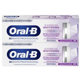 Oral-B 3D White Professional Express Whitening Zahnpasta Glänzendes Weiß, Eukalyptus & Minze, 2x75