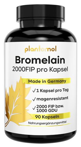 plantomol® Bromelain Kapseln mit 2000 FIP pro Kapsel - 200mg Bromelain Enzym aus Ananas-Extrakt