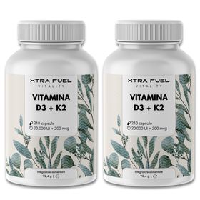 XTRA FUEL Vitamin D3 + K2 Kapseln - hochdosierte 20.000 I.E. + 200mcg MK-7