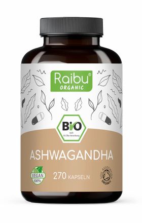 BIO Ashwagandha Kapseln Hochdosiert - RAIBU