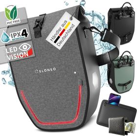 ELONEO Fahrradtasche Gepäckträgertasche, Satteltasche mit Reflektorstreifen wasserdicht mit LED
