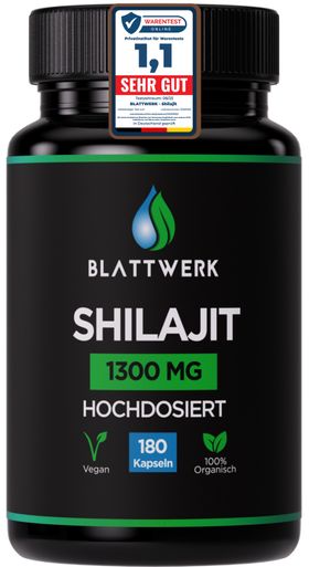 Himalaya Shilajit original - 3 MONATE VORRAT - 180 Kapseln / 1300 mg  - Laborgeprüft - BLATTWERK