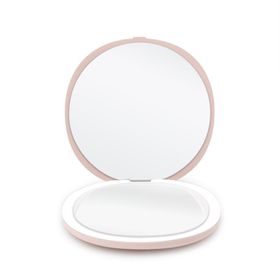 Kompakter doppelseitiger Reisespiegel mit LED (5-fache Vergrößerung) - Pink